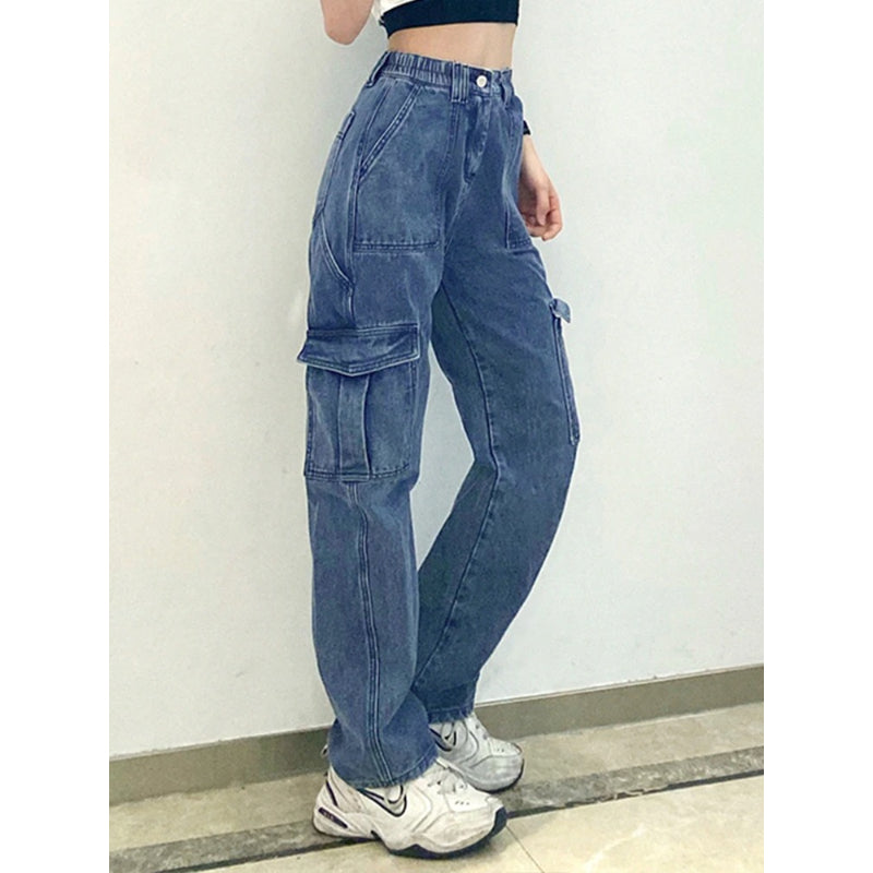 Patchwork Streetwear Baggy Jeans For Women-Legletic