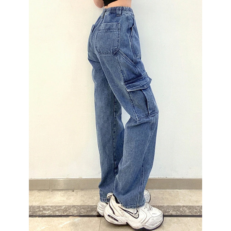 Patchwork Streetwear Baggy Jeans For Women-Legletic