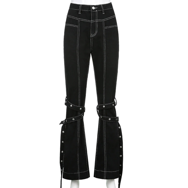 Patchwork Streetwear Baggy Jeans For Women-Legletic