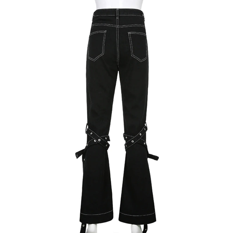 Patchwork Streetwear Baggy Jeans For Women-Legletic