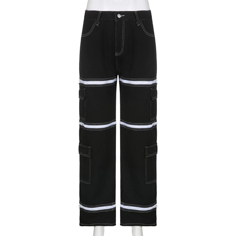 Patchwork Streetwear Baggy Jeans For Women-Legletic