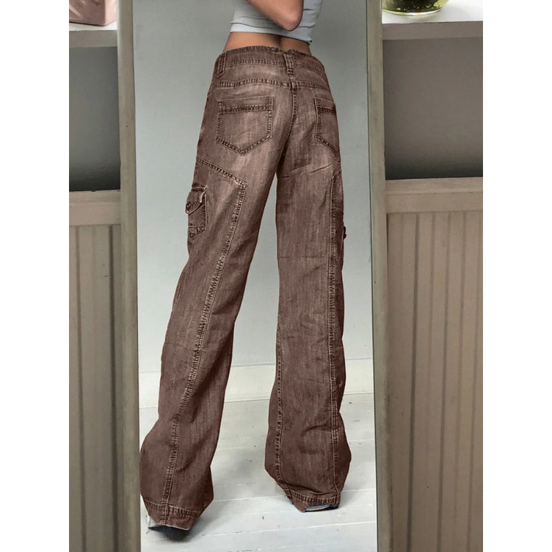 Patchwork Streetwear Baggy Jeans For Women-Legletic