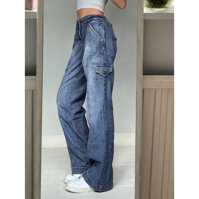 Patchwork Streetwear Baggy Jeans For Women-Legletic