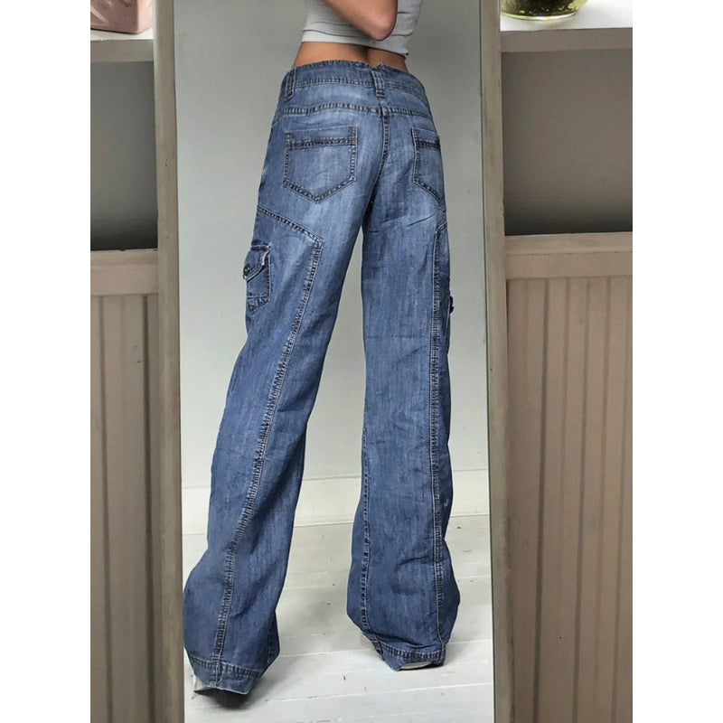 Patchwork Streetwear Baggy Jeans For Women-Legletic