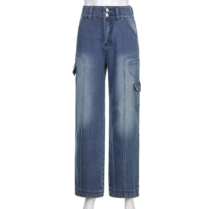 Patchwork Streetwear Baggy Jeans For Women-Legletic