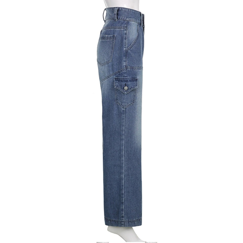 Patchwork Streetwear Baggy Jeans For Women-Legletic
