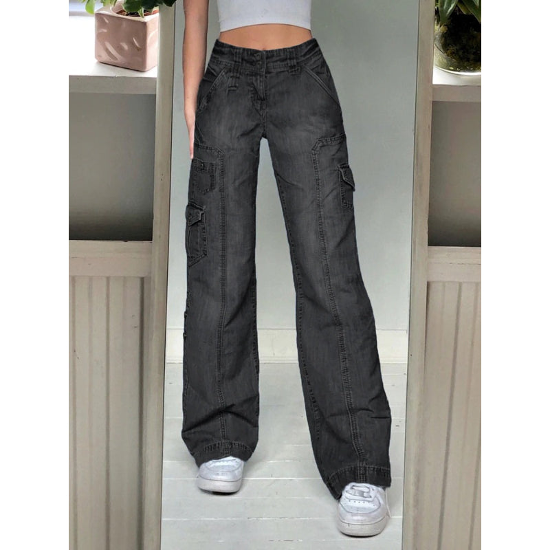 Patchwork Streetwear Baggy Jeans For Women-Legletic