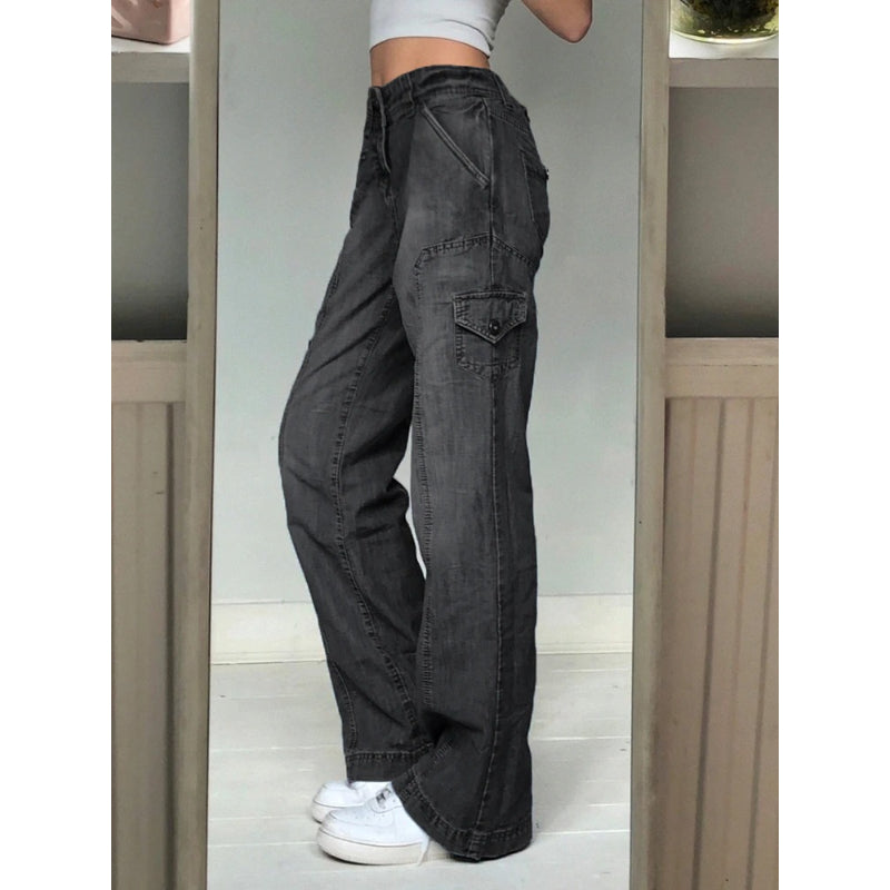 Patchwork Streetwear Baggy Jeans For Women-Legletic