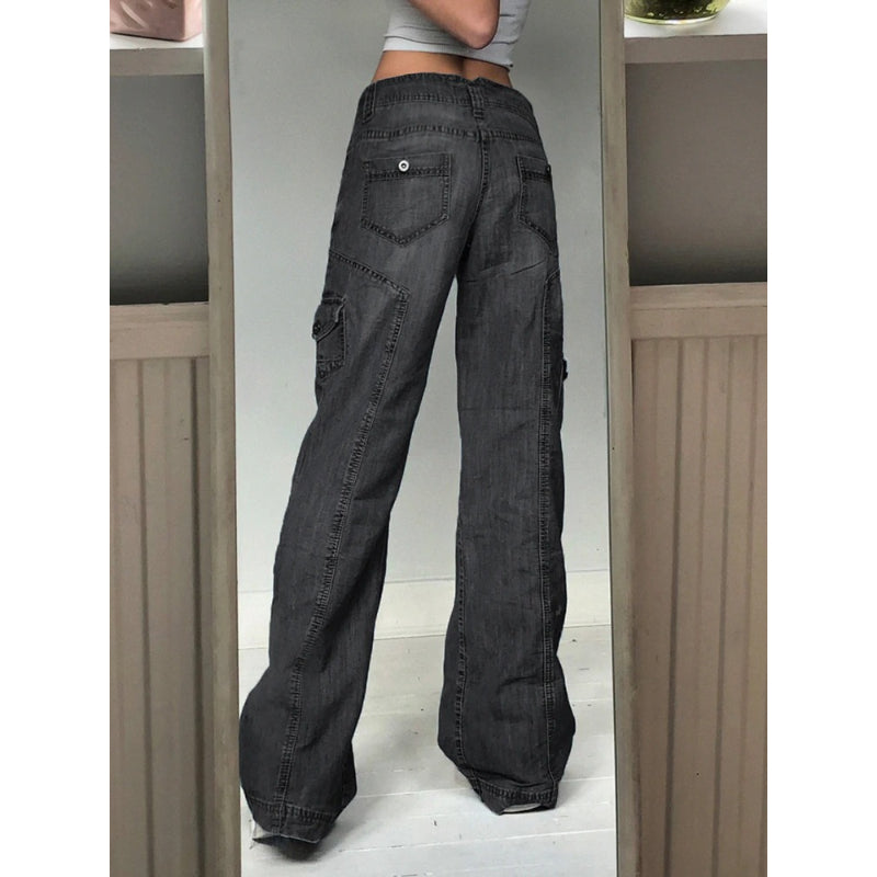 Patchwork Streetwear Baggy Jeans For Women-Legletic