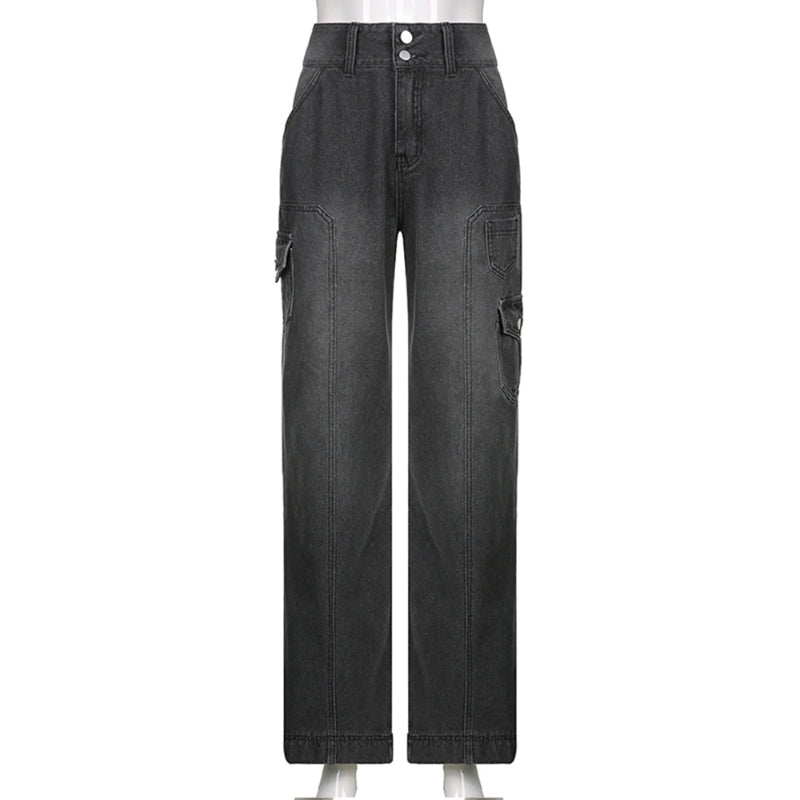 Patchwork Streetwear Baggy Jeans For Women-Legletic