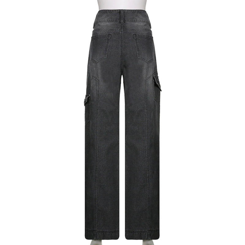 Patchwork Streetwear Baggy Jeans For Women-Legletic