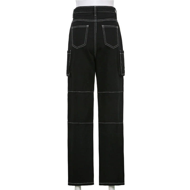 Patchwork Streetwear Baggy Jeans For Women-Legletic