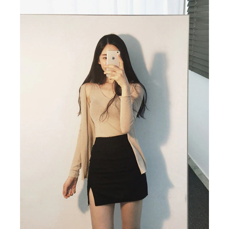 Formal Pencil Slim Front Slit Skirts-Legletic