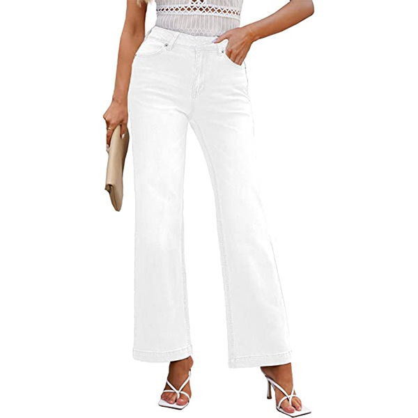 Women's Comfy Seamed Front Wide Leg Jeans-Legletic