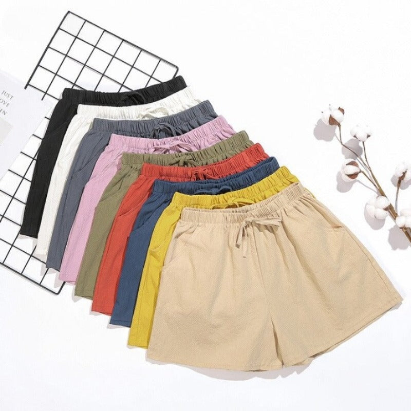 Cotton Linen Shorts For Women-Legletic