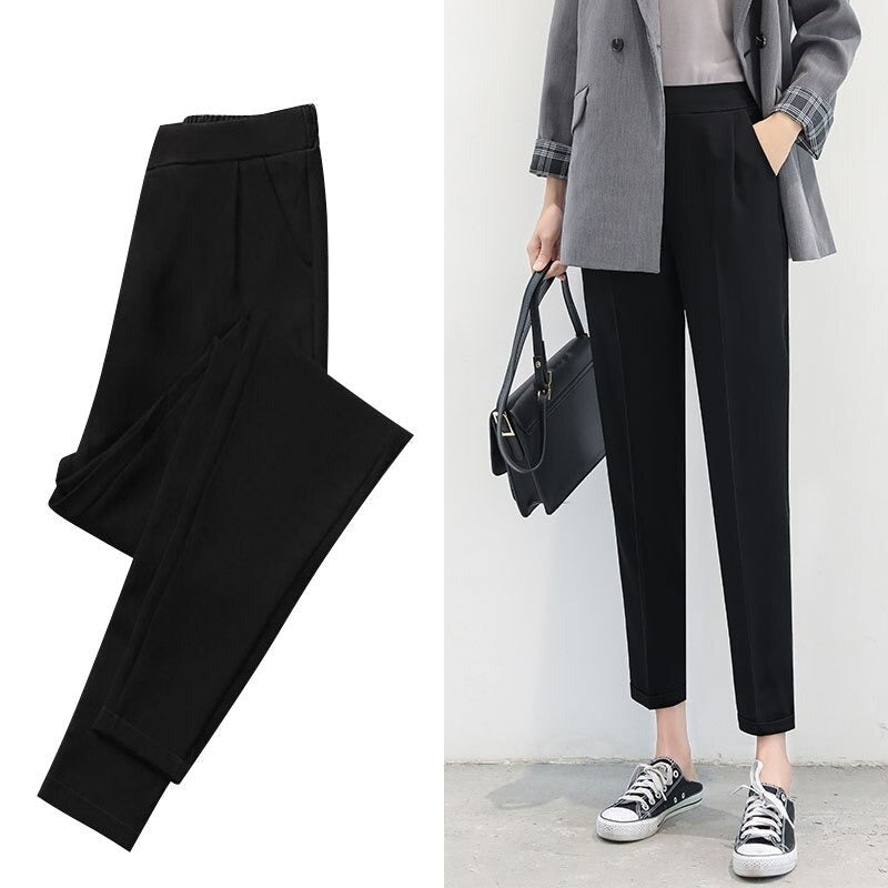 Elastic High Waist Pencil Trousers-Legletic