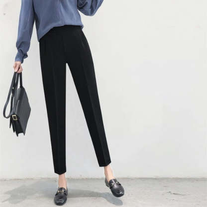 Summer Elastic Waist Office Harem Pants-Legletic