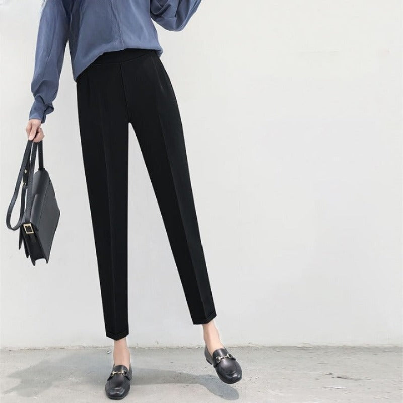 Elastic High Waist Pencil Trousers-Legletic