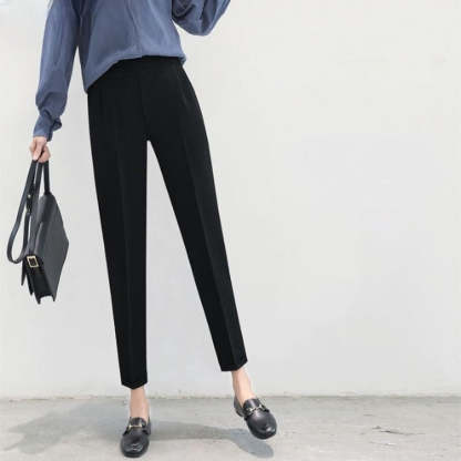 Elastic High Waist Pencil Trousers-Legletic