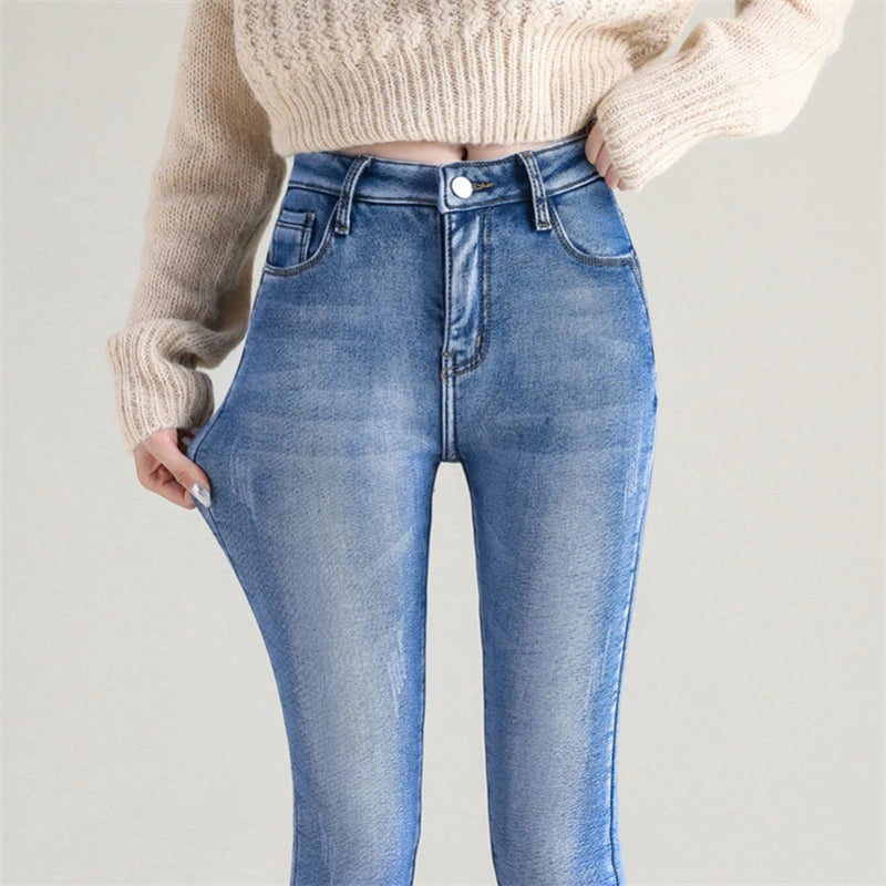 Skinny Winter Thermal Plush Stretch Jeans-Legletic