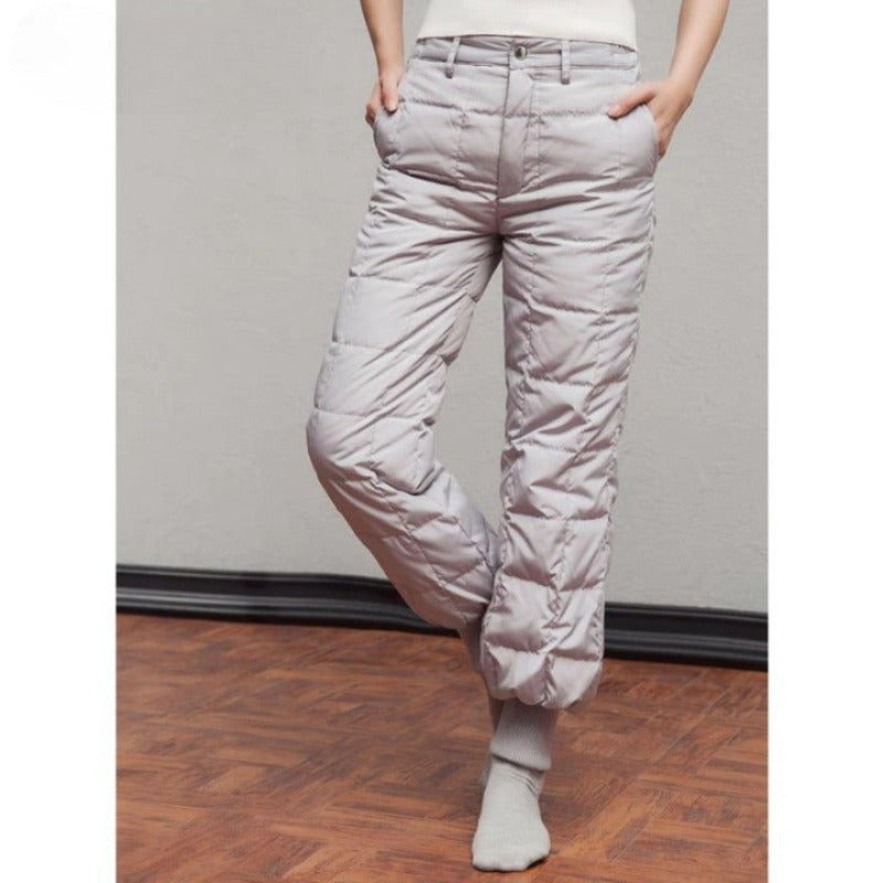 Women High-Waist Thick Duck Down Pants-Legletic