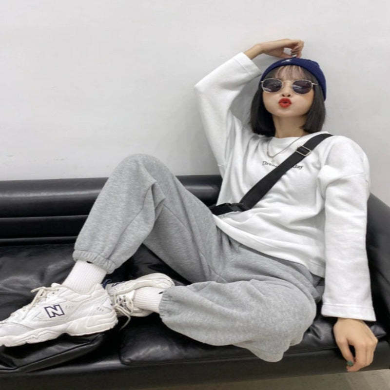 Women's Warm Fleece Casual Wide High Waist Pants-Legletic