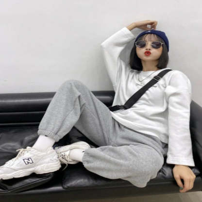 Women's Warm Fleece Casual Wide High Waist Pants-Legletic