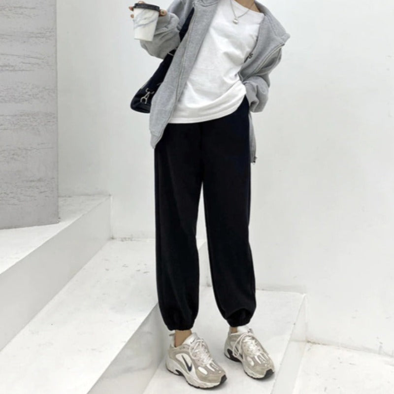 Women's Warm Fleece Casual Wide High Waist Pants-Legletic