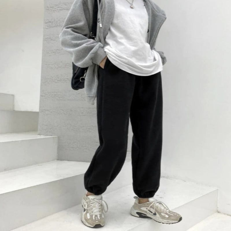 Women's Warm Fleece Casual Wide High Waist Pants-Legletic
