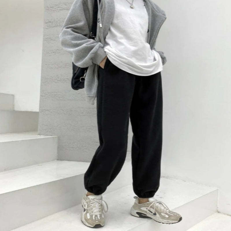 Women's Warm Fleece Casual Wide High Waist Pants-Legletic