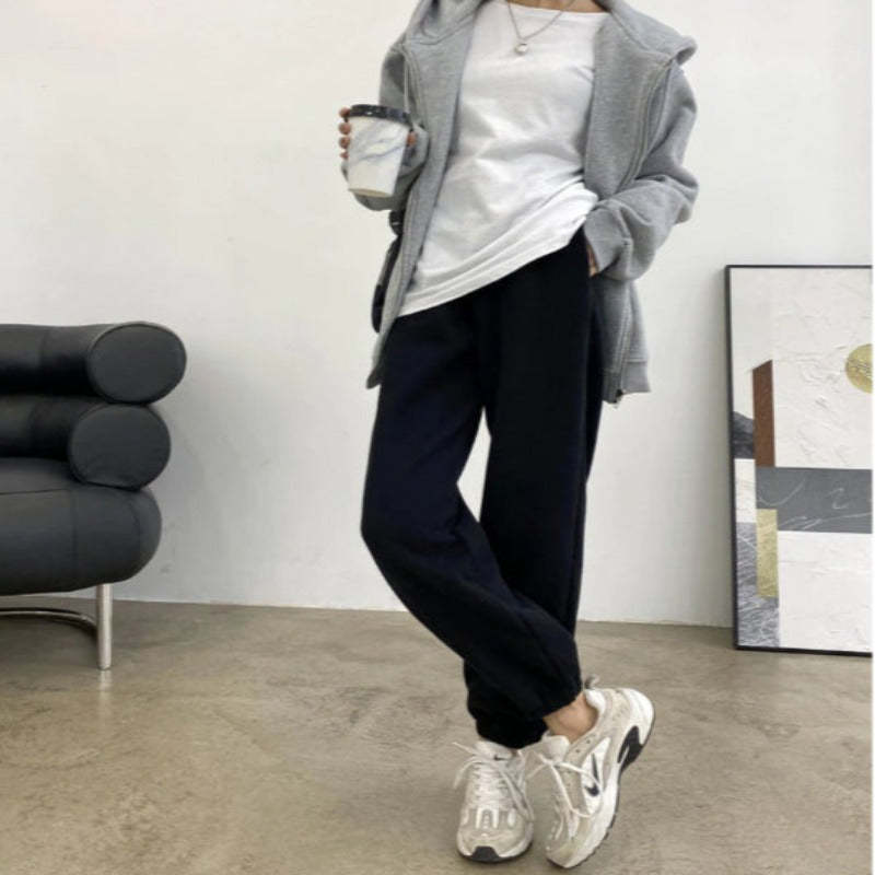 Women's Warm Fleece Casual Wide High Waist Pants-Legletic