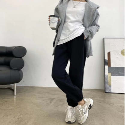 Women's Warm Fleece Casual Wide High Waist Pants-Legletic