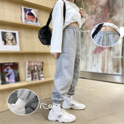 Women's Warm Fleece Casual Wide High Waist Pants-Legletic