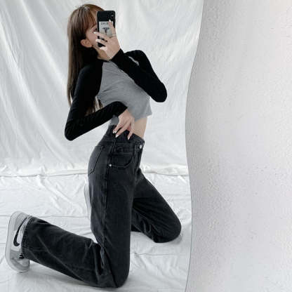 Women's Wide-Legged Mom Jeans-Legletic