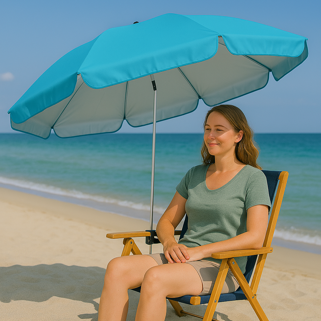 Beach Patio Chair Umbrella With Universal Clamp 360