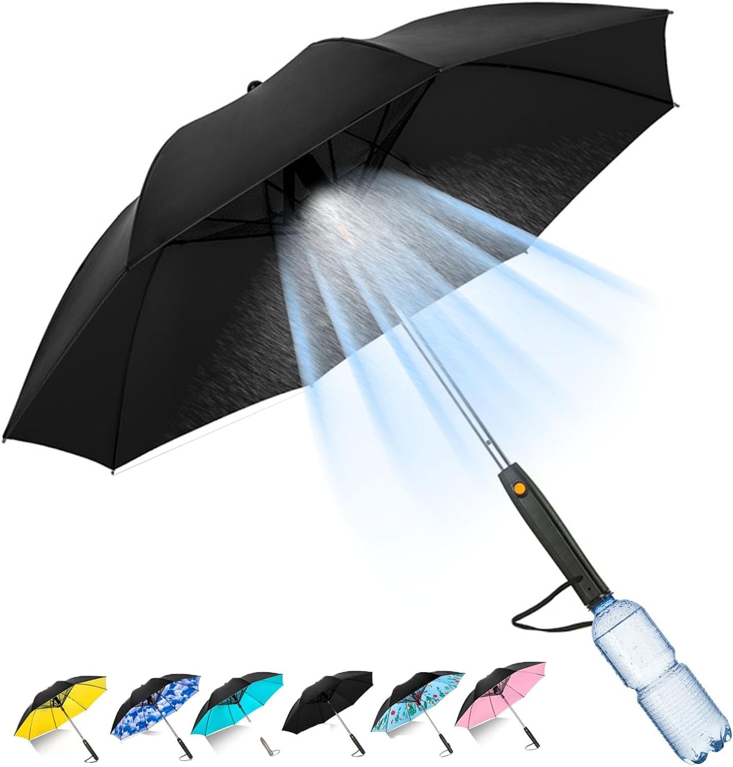Portable 3 In 1 Umbrella With Fan And Mister For Sun And Rain
