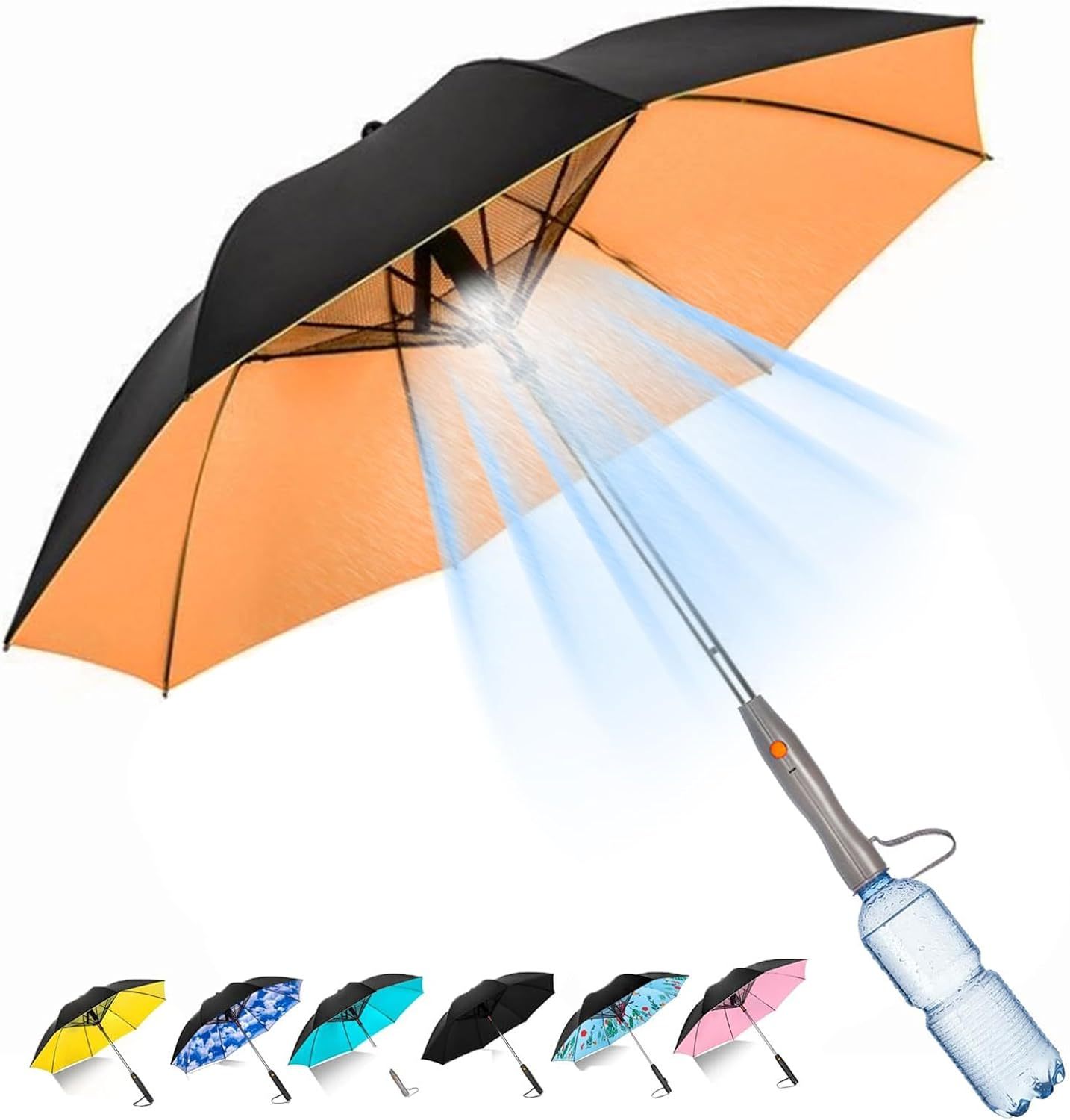 Portable 3 In 1 Umbrella With Fan And Mister For Sun And Rain