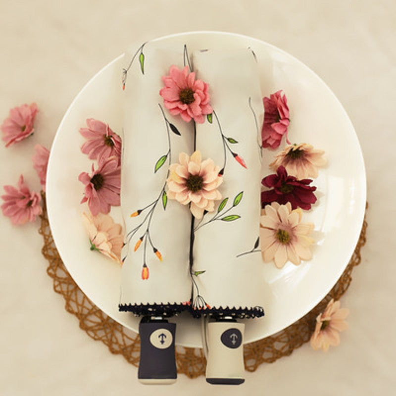 Beautiful Flower 3 Folding Automatic Umbrella For Women