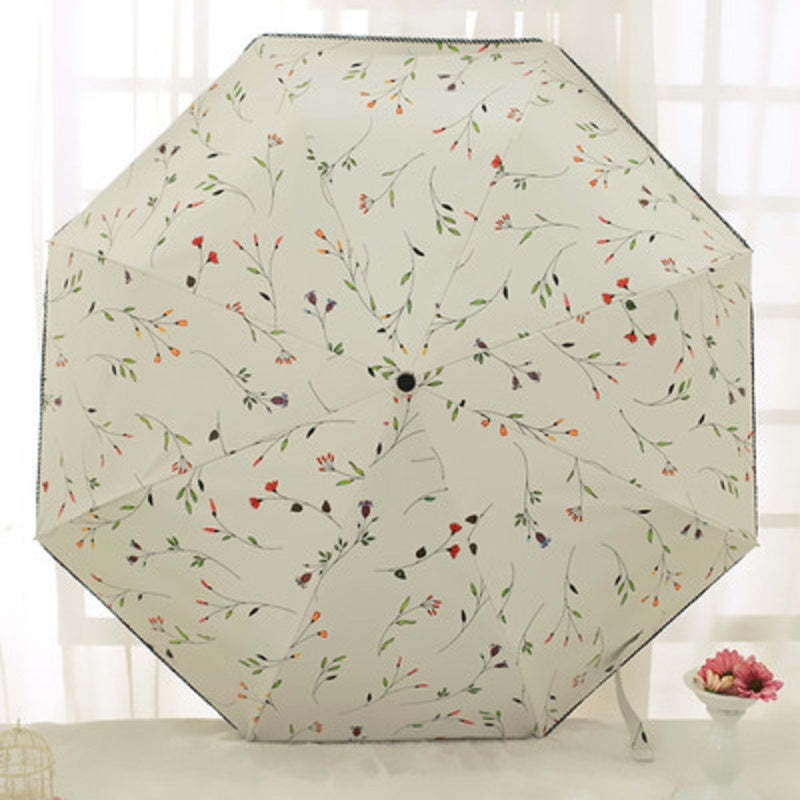 Beautiful Flower 3 Folding Automatic Umbrella For Women