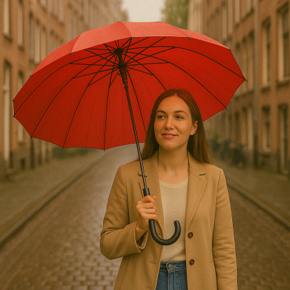 24 Rib Stick Umbrella With J Hook Handle