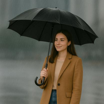 24 Rib Stick Umbrella With J Hook Handle