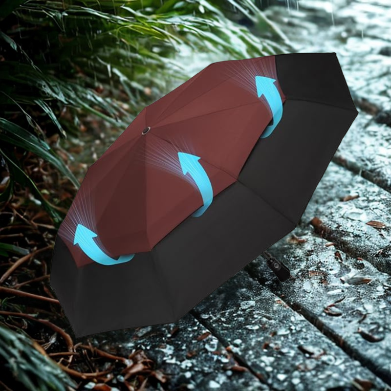 Auto Open Travel Folding Umbrella With Wind Resistant Frame