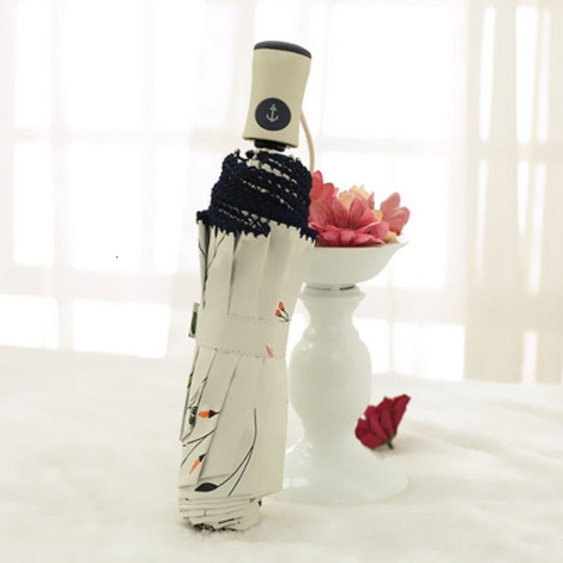 Beautiful Flower 3 Folding Automatic Umbrella For Women