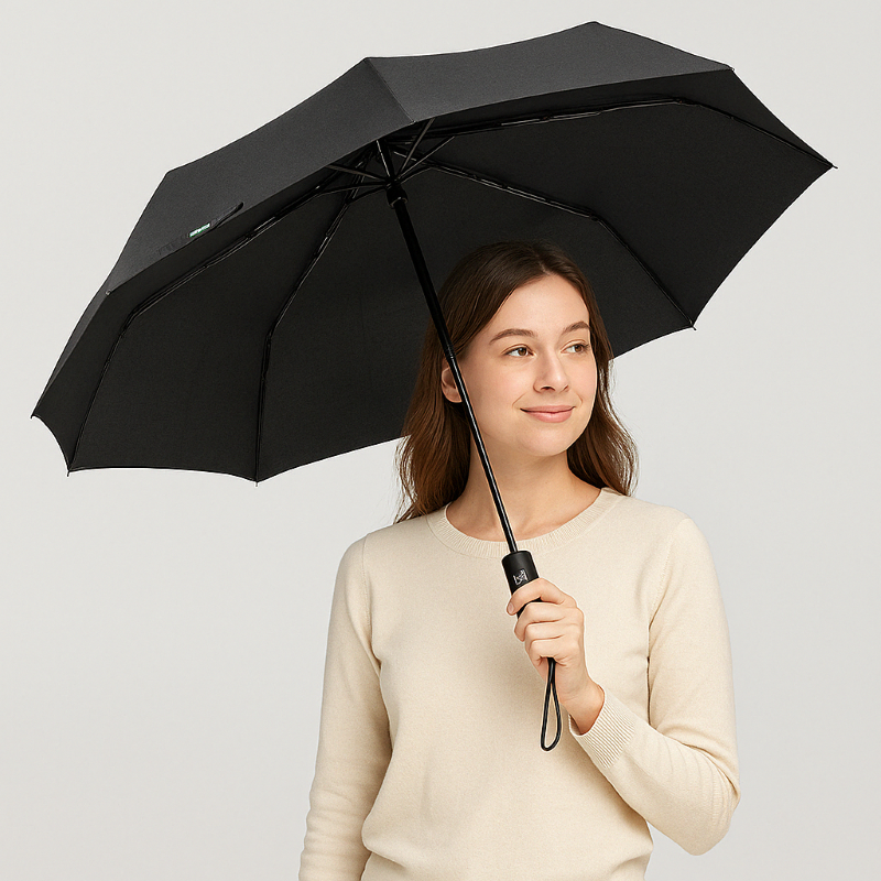 Auto Open Travel Folding Umbrella With Wind Resistant Frame