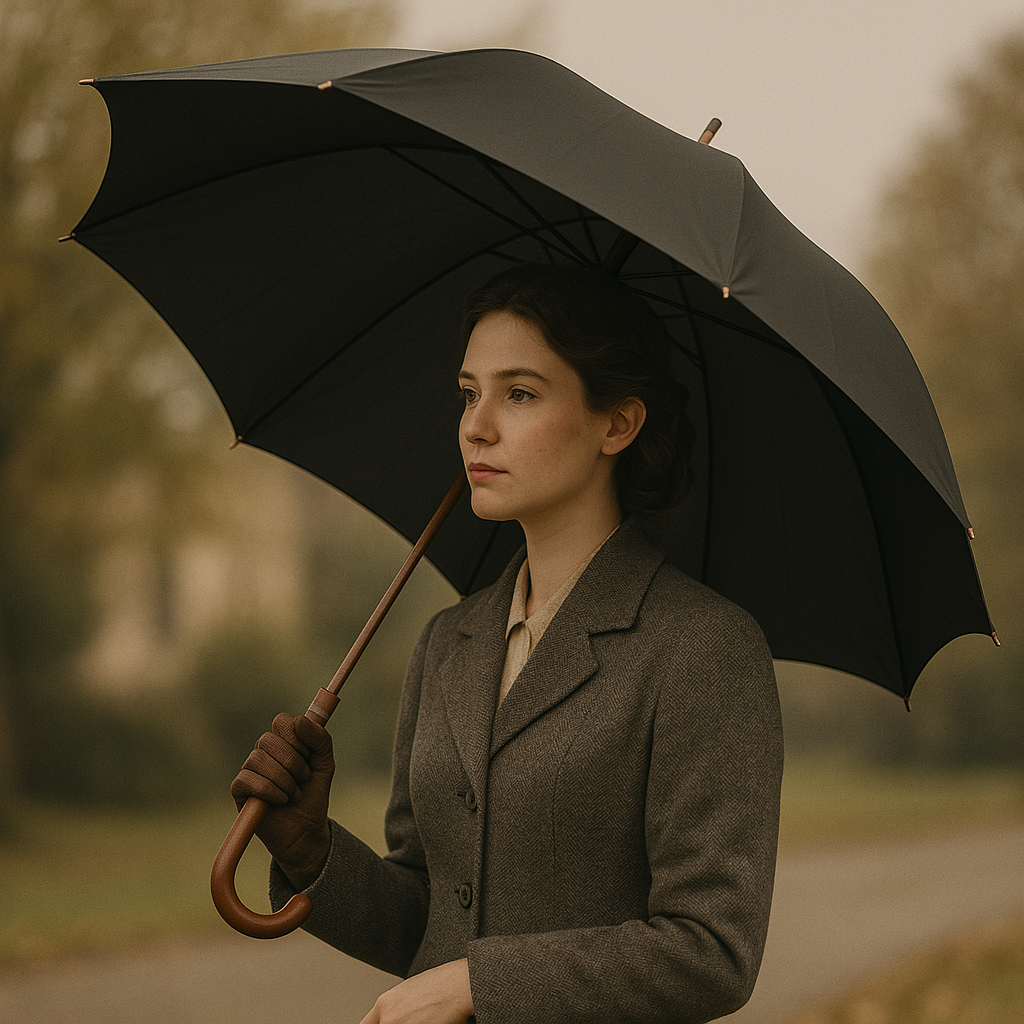 Auto Open Wooden Handle J Stick Umbrella