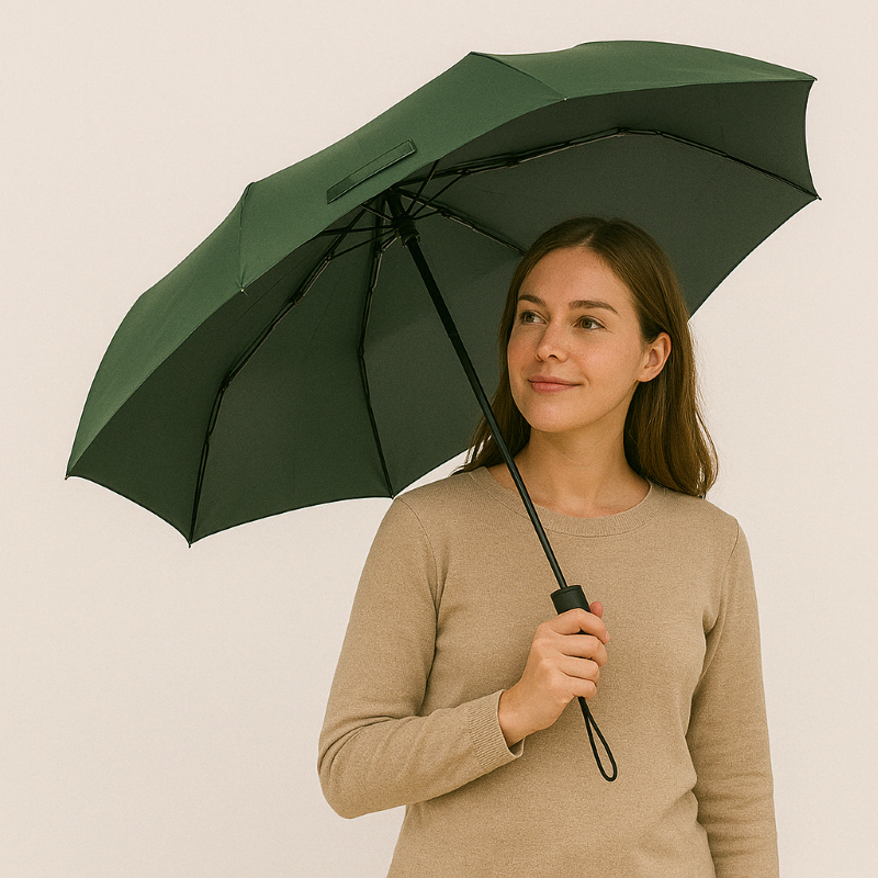 Auto Open Travel Folding Umbrella With Wind Resistant Frame