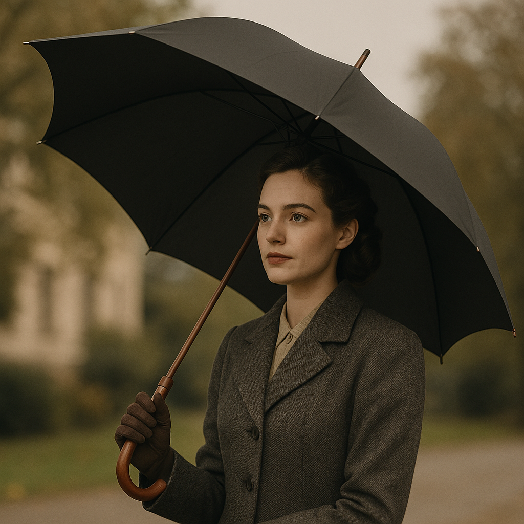 Auto Open Wooden Handle J Stick Umbrella