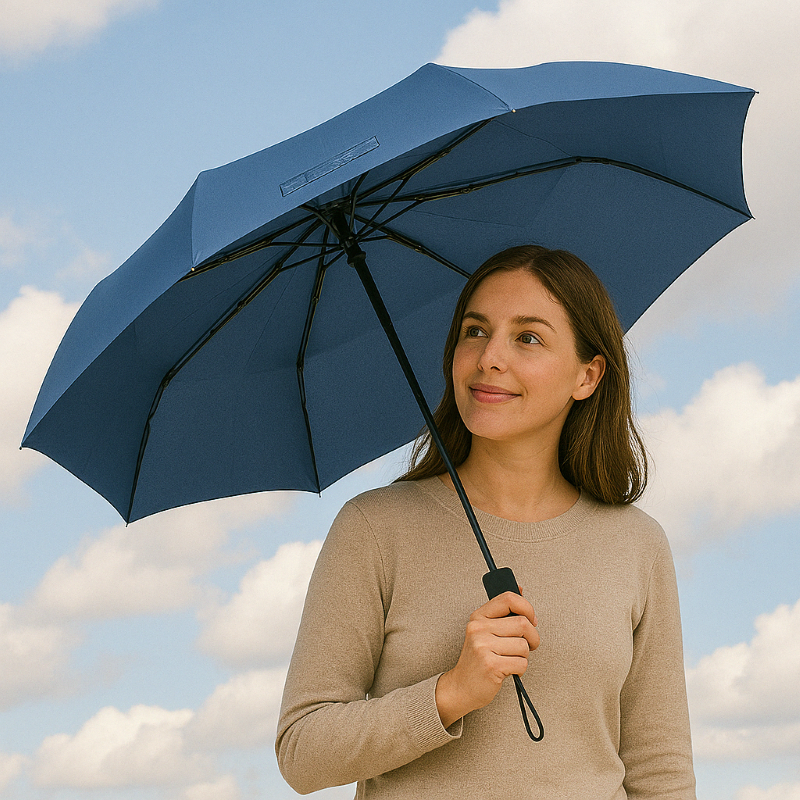 Auto Open Travel Folding Umbrella With Wind Resistant Frame