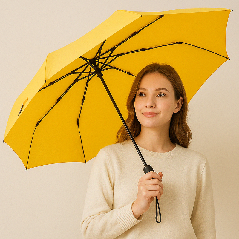 Auto Open Travel Folding Umbrella With Wind Resistant Frame