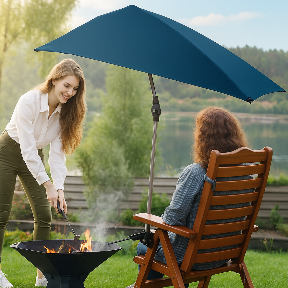 Height Adjustable Chair Umbrella With 360 Degree Adjustment Fixture